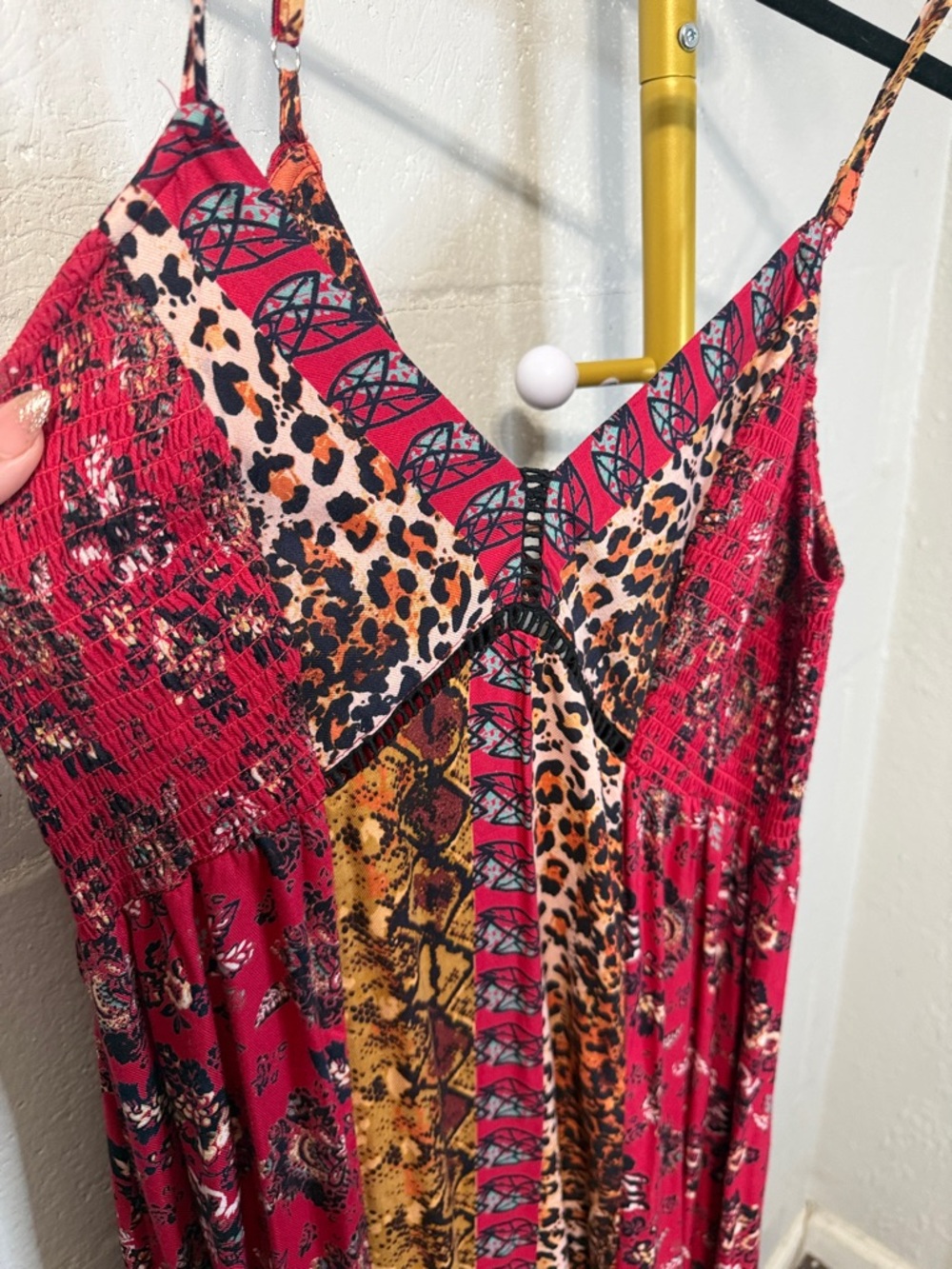 Angie Red Mixed Print Spaghetti Strap Maxi Dress - Picture 2 of 8